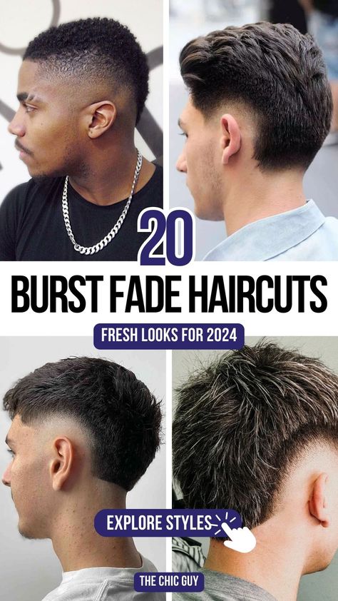 Top Burst Fade Haircuts for Men: Fresh Looks for 2024 Starburst Fade Haircut, Burst Fade Women, Burst Fade Asian, Burst Fade Long Hair, Burst Fade Taper, Burst Fade Straight Hair, Short Mohawk Fade, Mid Burst Fade, Lightskin Haircuts