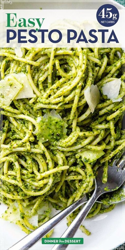 Pesto Pasta is a classic Italian dish that’s easy to master. It consists of simple spaghetti noodles topped with pine nut basil and parmesan sauce to enjoy. If you are looking for busy weeknight Dinner, you can’t go wrong with this traditional pasta recipe that’s ready in under a half-hour. Basil Parmesan Pasta, Pesto Dinner Recipes, Easy Supper Recipes, Quick Chicken Dinner, Basil Pesto Sauce, Simple Spaghetti, Traditional Pasta, Pesto Pasta Recipes, Roasted Cabbage