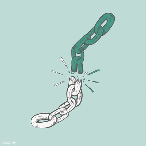 Freedom Illustration, Chain Illustration, Chain Drawing, Freedom Drawing, Broken Chain, Hand Drawing, Premium Vector, Okay Gesture, Illustration Art