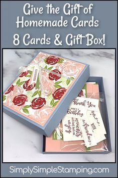 Greeting Card Box Set Packaging, Stationary Gift Set, Card Gift Box Ideas, Stampin Up 3d Projects Gift Ideas, Gift Box Ideas For Men, Papercraft Gifts, Notecard Holder, Cardmaking Printables, Gift Box Idea