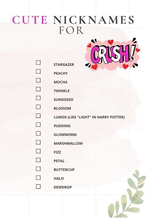 Printable Lists Of Cute Nicknames for Crush Cute Nicknames For Crush, Unique Nicknames, For Crush, Cute Nicknames, Terms Of Endearment, Unique Baby Names, Name List, Best Friends Quotes, Cute Names