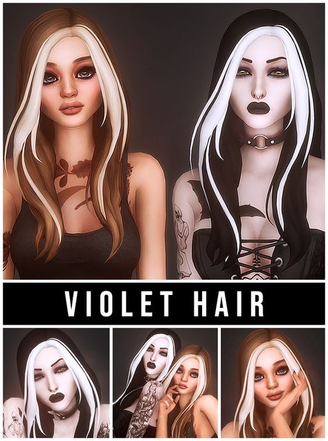 kamiiri: Violet Hair! + Streaks Accessory I was... - Fantayzia Maxis Match Kamiiri Hair Sims 4, Sims 4 Undead Cc, Ts4 Goth Hair, Sims 4 Vampire Cc Hair, Vampire Cc Sims 4 Maxis Match, Sims 4 Cc Colored Hair, Sims 4 Vampire Cc Maxis Match, Ts4 Vampire Cc, Sims 4 Vampire Cc