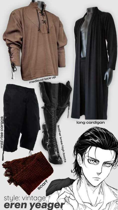 eren yeager (requested) Made With Shuffles, Guys Fashion Casual, Mens Smart Casual Outfits, Techwear Fashion, Classy Outfits Men, Concept Clothing, Men's Outfits, Eren Yeager, Anime Inspired Outfits