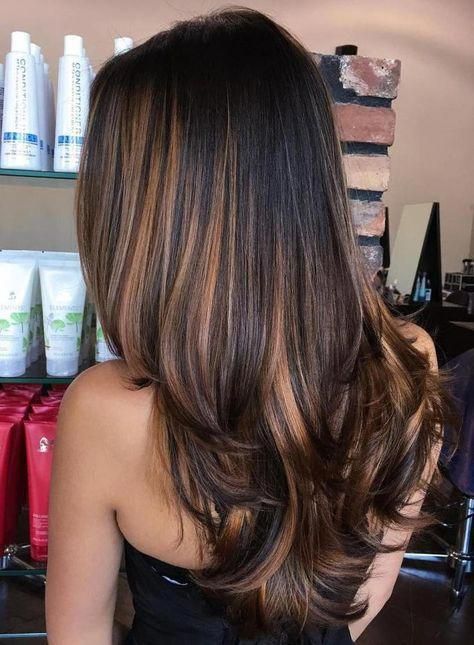 Black Hair With Caramel Brown Balayage #ombrestraighthair Brown Hair With Caramel Highlights, Straight Black Hair, Black Hair With Highlights, Balayage Blonde, Caramel Hair, Brown Balayage, Hair Color Highlights, Hair Color Balayage, Dark Blonde