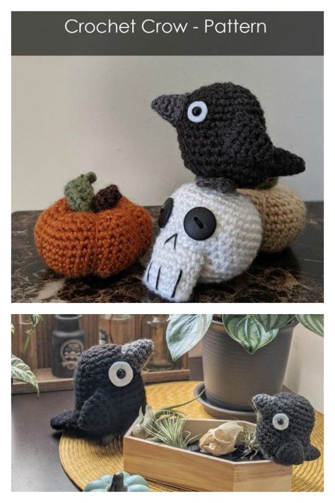 10 Amigurumi Crow Crochet Patterns - Page 2 of 2 Crow Crochet, Fancy Birds, Crochet Pour Halloween, Crochet Keychains, Confection Au Crochet, Halloween Crochet Patterns, Crochet Design Pattern, Fun Crochet Projects, Crochet Diy