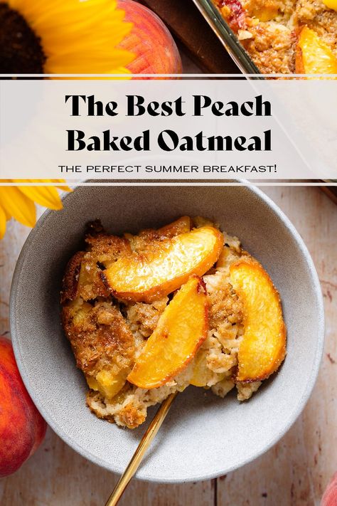 Peach Baked Oatmeal, Yogurt Berries, Peach Oatmeal, Cottage Meals, Breakfast Recipies, Family Snacks, Baked Peach, Baked Oatmeal Recipes, Breakfast Goodies