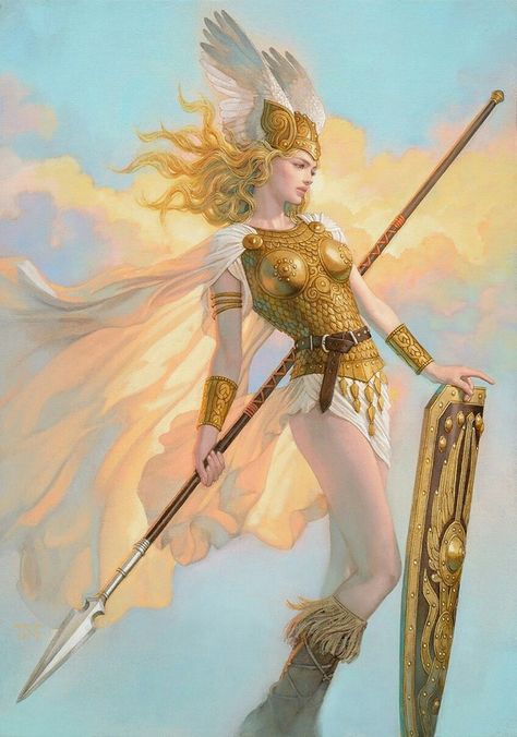 Brunhild the Valkyries (Scandinavian mythology). Valkyrie Norse, Dark Fiction, Statue Tattoo, Norse Goddess, Norse Pagan, Mythology Art, Warrior Girl, Mystical Art, Nagano