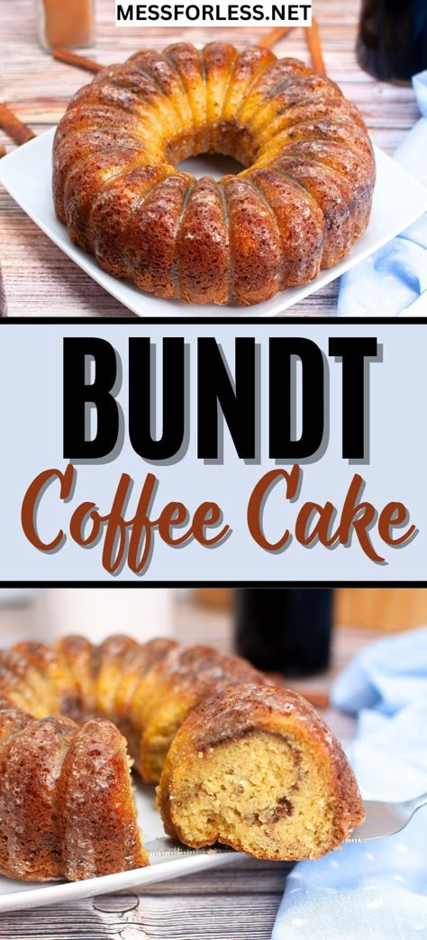 Looking for a cozy treat with your morning coffee or to impress at brunch? Try this Bundt Coffee Cake Recipe! A tender, buttery cake with a cinnamon-sugar swirl and sweet glaze. Moist and flavorful, this simple cake is a must-try. Bundt Coffee Cake, Vanilla Loaf, Moist Bundt Cake, Coffee Cake Bundt, Streusel Topping Recipe, Breakfast Bundt Cake, Loaf Bread Recipe, Classic Coffee Cake, Homemade Pound Cake