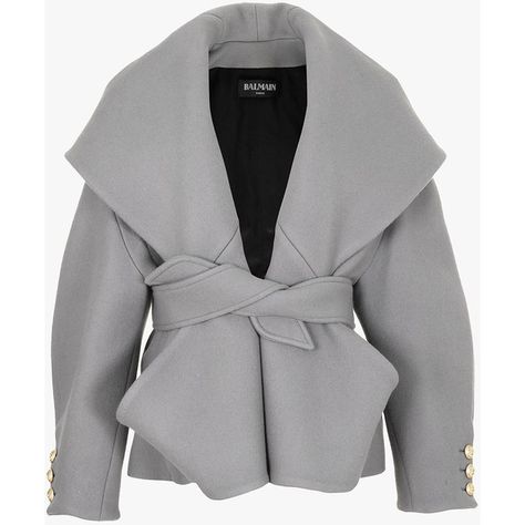 Wool and cashmere belted coat | Women's coats | Balmain (12.035 BRL) ❤ liked on Polyvore featuring outerwear, coats, jackets, coats & jackets, balmain, pure cashmere coat, coat with belt, wool coat, balmain coat and belt coat Balmain Coat, Balmain Jacket, Gray Wool Coat, Cashmere Jacket, Grey Coat, Belted Coat, Woolen Coat, Coat Women, Cashmere Coat