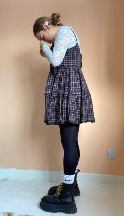 Plus Size Knee High Socks, Undershirt With Dress, Short Dress With Shorts Underneath, Oversized Shirt With Tights, Dress With Tights Outfit Winter, Babydoll Dress With Tights, Summer Tights Outfit, Tights Under Shorts Outfits, White Dress With Tights