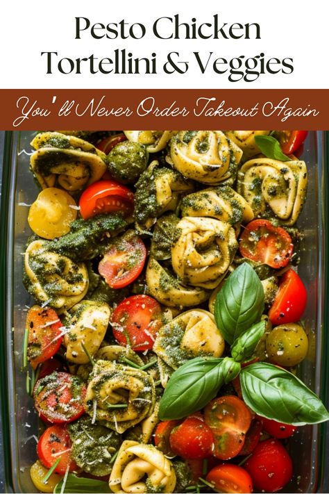 Discover the flavorful combination of pesto chicken tortellini & veggies. This dish is bursting with taste and is incredibly easy to make. Save this pin to your food recipes collection and click to find out how to create this delicious dinner. Perfect for busy weeknights! Healthy Tortellini Meal Prep, Tortellini And Pesto Recipes, Recipes Using Pesto Easy Dinners, Chicken Tortellini Recipes Healthy, Tortellini Pesto Recipes, Meals With Tortellini, Tortellini Recipes With Chicken, Healthy Tortellini Recipes, Chicken Pesto Tortellini