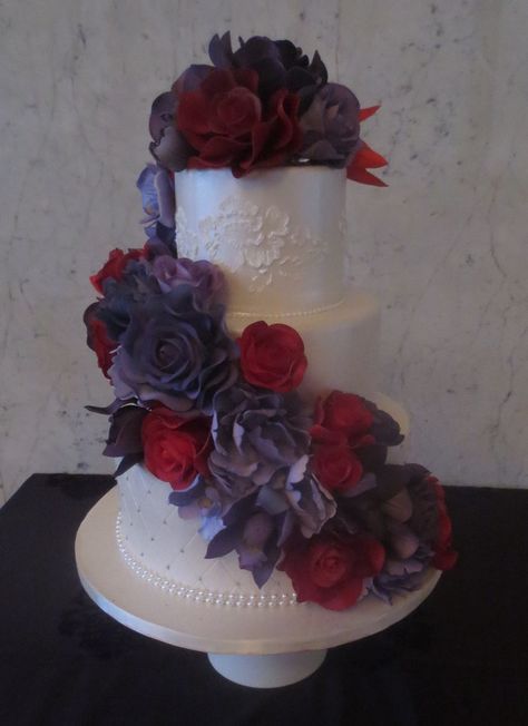 Gorgeous red and purple wedding cake. www.impresarioevents.ca Red And Purple Wedding Cake, Purple Red Wedding, Red Wedding Cakes, Purple And Red Wedding, Red Purple Wedding, Wedding Cake Purple, Red Wedding Cake, Red And Purple Wedding, Lilac And Red