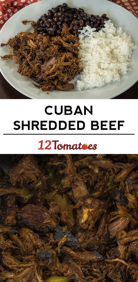 Cuban Beef, Cuban Dishes, Cuban Cuisine, Rice And Beans, Shredded Beef, Cuban Recipes, Caribbean Recipes, Crock Pot Cooking, Beef Dishes