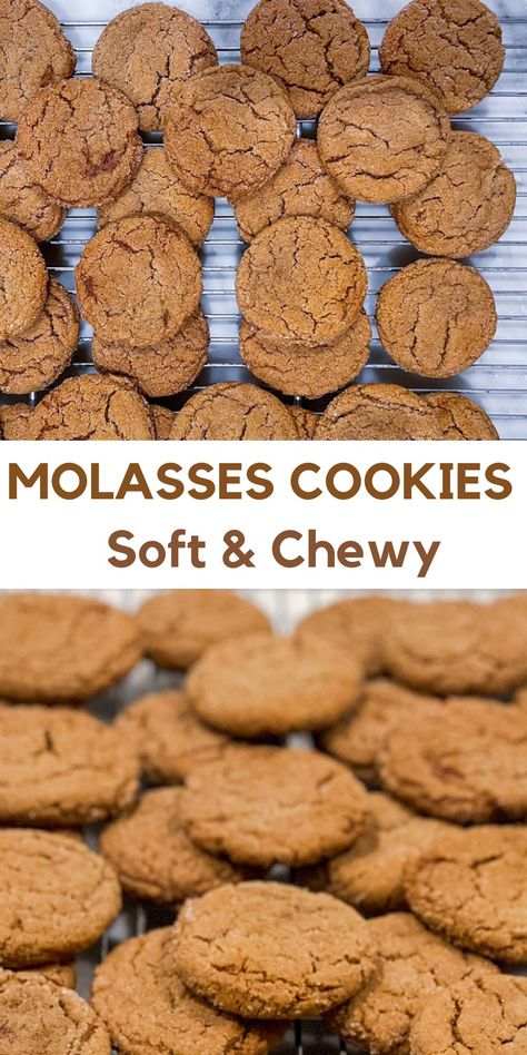 " Sink into these soft and chewy Molasses Spice Cookies—a perfect choice for holiday baking! Infused with warm spices and rich molasses, these cookies deliver a comforting, homemade taste.They’re simple to bake, with a chewy texture and slightly crisp edges, making them a great treat for family gatherings or cozy nights in. Head to the blog for the complete recipe and bring a classic touch of fall into your kitchen!" Molasses Cream Cookies, Amish Molasses Cookies Soft, What To Make With Molasses, Sorghum Molasses Recipes, Archway Molasses Cookie Recipe, Old Fashion Molasses Cookies Soft, Gingerbread Molasses Cookies, Blackstrap Molasses Recipes, Molasses Cookie Recipe