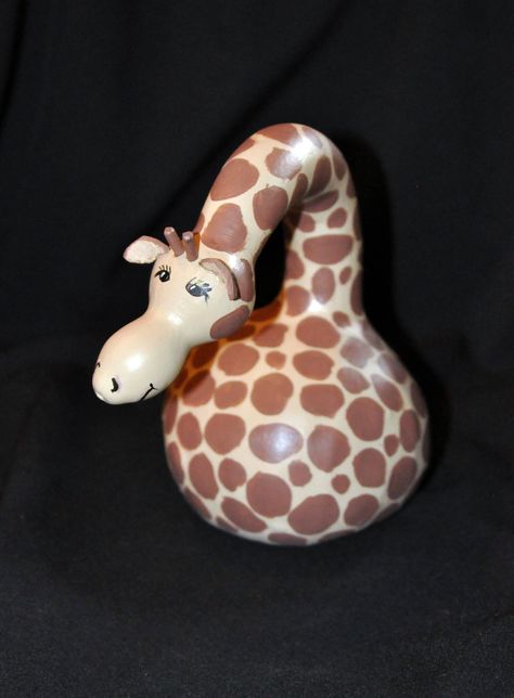 Unique Giraffe Figurines Handcrafted from Gourds Gourd Art | Etsy Gourd Ideas, Huge Eyes, Shelf Mantle, Gourds Birdhouse, Hand Painted Gourds, Gourd Lamp, Zigzag Design, Augusta Ga, Thick Lashes