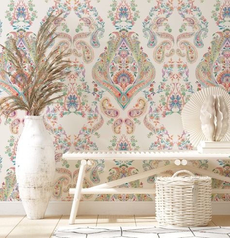 Wallpaper Paisley, Paper Mural, Mural Colorful, Outer Space Wallpaper, Bedroom 2024, Girl Bedroom Walls, Victorian Wallpaper, Boho Wallpaper, Damask Wallpaper