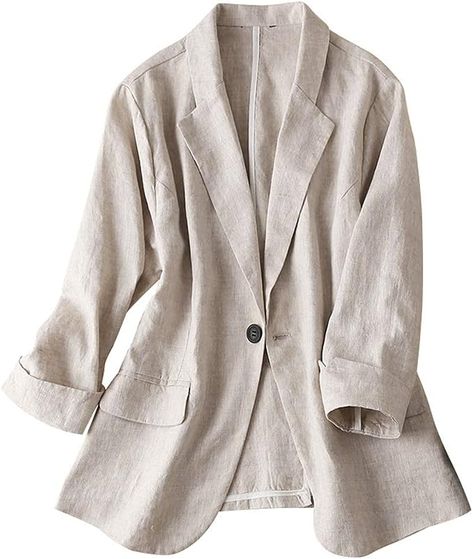 Absolutely perfect for fall season! Linen Suits Women, Ladies Suit, Formal Blazer, Beige Blazer, Suit Coat, Linen Suit, Linen Jacket, Formal Suits, Casual Blazer