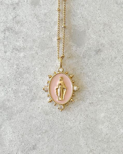 All Posts • Instagram Pretty Pendant Necklace, Our Lady Of Guadalupe Jewelry, Christian Necklace For Women, Pink Necklace Jewelry, Catholic Jewelry Necklace, Gold Dainty Necklace, Dope Jewelry Accessories, Virgin Mary Pendant, Mary Necklace