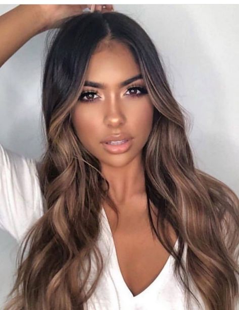 Chunky Highlight, Beauty Works Hair Extensions, Latina Hair, Black Hair Balayage, Brunette Hair With Highlights, Beauty Works, Coloured Hair, Hair Artist, Brunette Balayage Hair