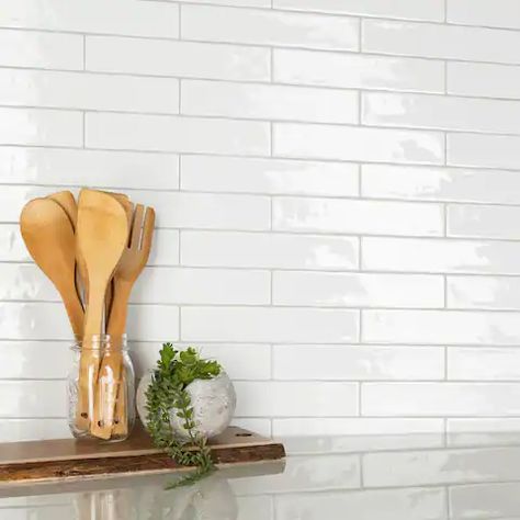 Subway Tile Backsplash Kitchen, White Kitchen Tiles, Grey Wood Floors, Subway Tile Kitchen, Tiles For Wall, Natural Stone Flooring, Tile Kitchen, Merola Tile, Subway Tile Backsplash