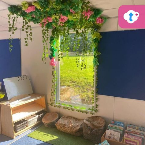 Reading Garden - Reading Corner Inspiration. Classroom Reading Corner Ideas, Book Corner Classroom, Reading Corner Ideas, Classroom Reading Corner, Corner Inspiration, Garden Theme Classroom, Forest Classroom, Reading Corner Classroom, Plants Classroom