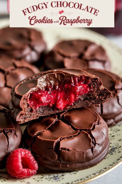 Chocolate Raspberry Cookies Recipes, Raspberry Chocolate Thumbprint Cookies, Valentine’s Day Treats Cookies, Dark Chocolate Raspberry Cookies, Raspberry Chocolate Cookies, Valentines Day Dessert Box Ideas, Valentine’s Day Baking, Valentine’s Day Recipes, Valentine’s Day Cookies