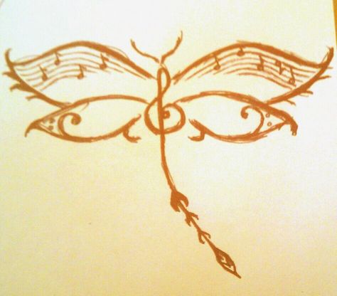 music note dragonfly tattoo | Dragonfly Music - Rough Sketch by Lyds0390 on deviantART Piano Tattoo, Barney Fife, Tattoo Music, Music Note Tattoo, Note Tattoo, Music Drawings, Dragonfly Tattoo, Music Tattoo, Music Tattoos