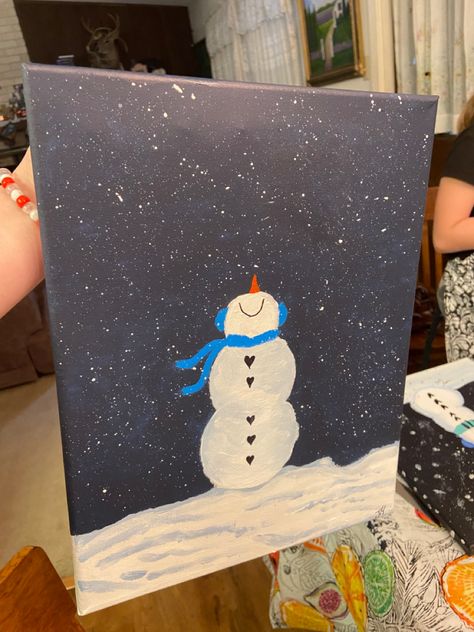 Diy Winter Canvas Painting, Winter Painting Simple, Easy To Paint Christmas Canvas, Easy Christmas Things To Paint, Simple Winter Painting Ideas, Easy Winter Painting Ideas, Aesthetic Christmas Painting Ideas Easy, Simple Winter Painting, Paint Gift Ideas