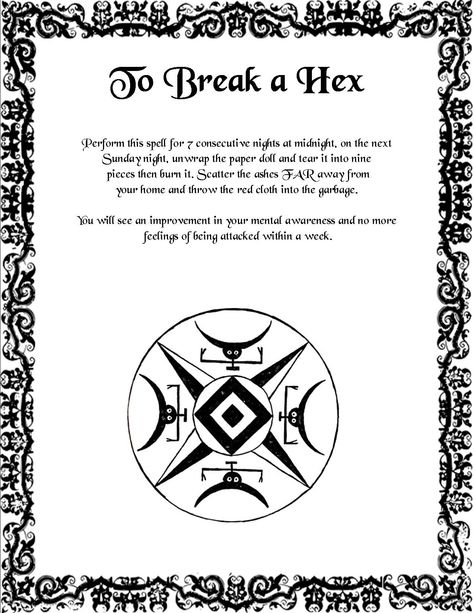 Break a Hex 2 Remove A Curse, Curse Spells, Witchy Garden, Angel Light, Banishing Spell, Hoodoo Spells, Witchcraft Spells, Voodoo Spells, Wiccan Symbols