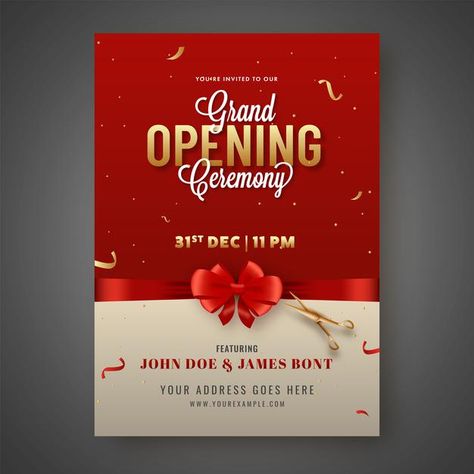 Grand opening ceremony invitation card c... | Premium Vector #Freepik #vector #flyer #business #social-media #marketing Opening Ceremony Invitation Card Design, Shop Invitation Card Design, Grand Opening Invitation Card Design, Studio Opening Invitation, Grand Opening Poster Design Ideas, Grand Opening Invitations Template, Shop Opening Invitation Card Design, Grand Opening Invitations Design, Opening Ceremony Invitation Card