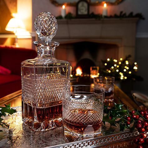 Greeting Card (Square): A Square Spirit Decanter and Double Old Fashioned tumbler from the Grasmere Collection : CARD-SQ-6 Ever since its establishment in 1976 the Grasmere Collection, Double Old Fashioned tumbler and Square Spirit Decanter (illustrated here) have been some of Cumbria Crystal's most popular products. Designed by Lady Cavendish, one of the founders of the company, the collection has stood the test of time and is a popular choice as a very special gift for the whisky lover in your Whiskey Decanter Crystal, Whisky Decanter Display, Decanter Display Bar, Whiskey Decanter Display, Decanter Display, Holmes Movie, Whisky Decanter, Downton Abby, Whisky Glass