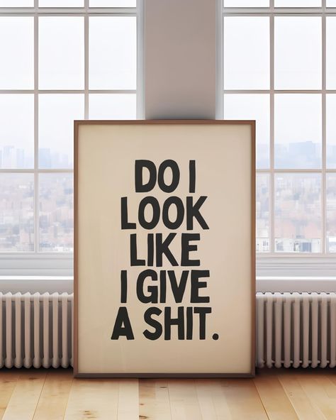 Funny prints for your home 🏠 #wallartdecor #funnyquotesdaily #funnyprints #onelinerquotes #quoteposter #puns #posterart #quirkydecor #etsyfinds #dopaminedecor Funny Apartment Decor, Collage Dorm, Funny Calendars, Bedroom Toilet, Quirky Wall Art, Monochromatic Decor, Trendy Typography, Monochrome Decor, Tiny Quotes