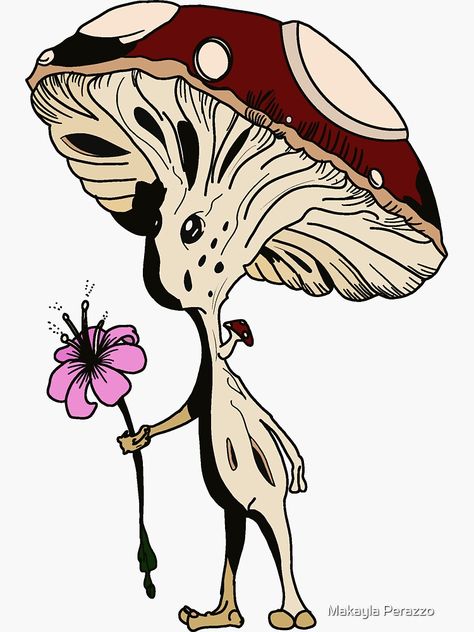 "Mushroom Guy" Sticker for Sale by Makayla Perazzo | Redbubble Lil Mushroom Guy, Mushroom Creature, Mushroom Guy, Sticker Mushroom, Nostalgic Songs, Forest Critters, Sketchbook Ideas, Pink Flower, Christmas Ideas