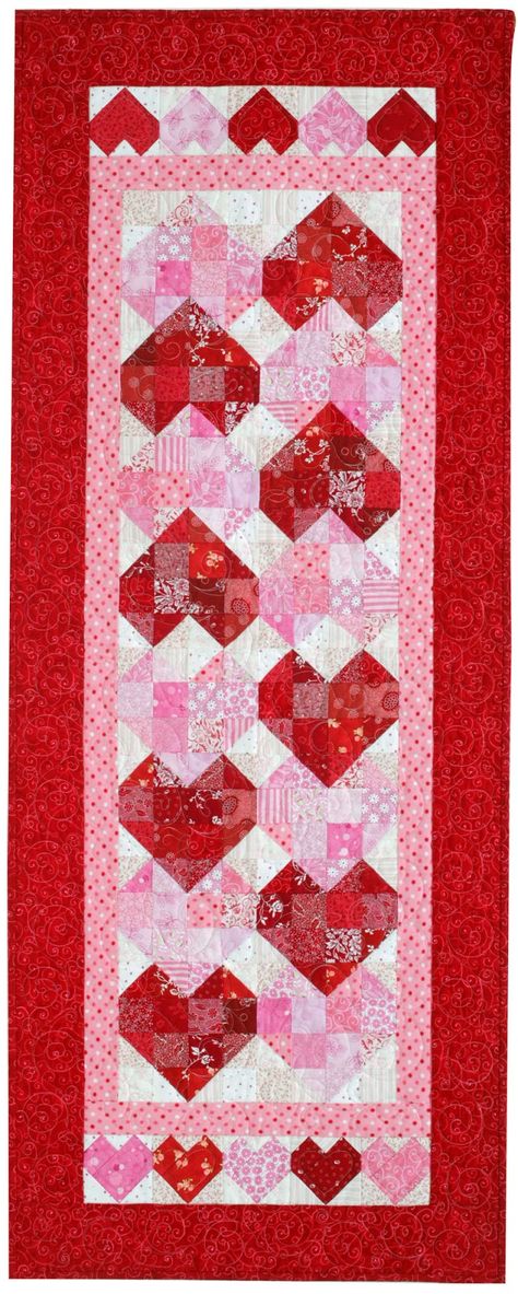 Take heart!  Within this collection of 50+ free patterns you  will find quilts, wall hangings, table runners, and pillows; happy hearts, bro... Valentine Quilts, Valentine Table Runner, Valentine Table, Pink Quilt, Heart Quilt Pattern, Quilted Table Runners Patterns, Place Mats Quilted, Quilted Table Toppers, Holiday Quilts