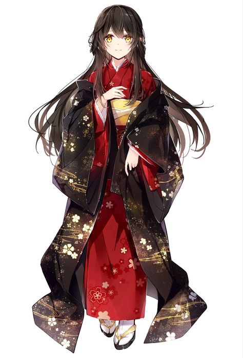 Oc Manga, Classic Clothes, Red Kimono, Anime Kimono, Kimono Outfit, Anime Black Hair, Manga Picture, Girls With Black Hair, Kimono Design