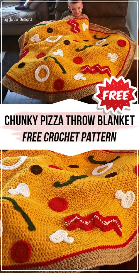 Crocheting Tutorials, Easy Crochet Blanket Pattern, Pizza Blanket, Crochet Blanket Border, Crochet Blanket Pattern Easy, Easy Crochet Blanket, Crochet Blanket Pattern, Crochet Pillows, Beginner Crochet Projects