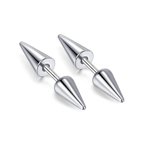 PRICES MAY VARY. Embrace your edgy side with these Punk Rock Stainless Steel Spike Earrings from Edgda. Crafted from stainless steel, these earrings exude long-lasting and style. The length of the spike stud earrings is 22mm. The studded design makes a statement and is for those who like to stand out from the crowd. Ideal for both casual and formal occasions, these earrings effortlessly transition from day to night, adding a touch of rebellious charm to any outfit. Give these earrings to someone Grunge Stud Earrings, The Spike, Double Earrings, Jewelry Styles, Spike Earrings, Brand Jewelry, Earrings White, Fashion Toys, Stunning Jewellery