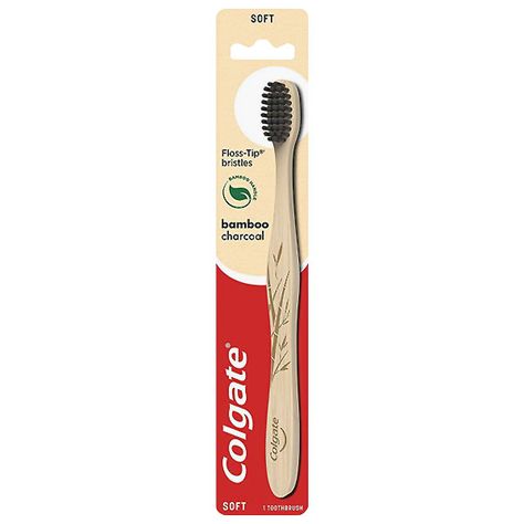 The Colgate Bamboo Charcoal Toothbrush is made with 100% natural, biodegradable bamboo and is free from plastic packaging, so it's a great choice for environmentally conscious shoppers. Charcoal Toothbrush, Manual Toothbrush, Bamboo Toothbrush, Hygiene Routine, Soft Toothbrush, Bamboo Charcoal, Bamboo Handles, Blackhead Remover, Oral Hygiene