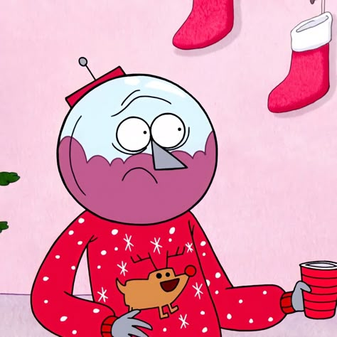 Regular Show Christmas Pfp, Regular Show Christmas, Cartoon Network Christmas, Benson Dunwoody, Benson Regular Show, 2000s Christmas, Regular Show, Type Illustration, World Of Gumball