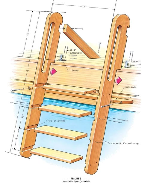 Build A Loft, Wooden Step Ladder, Ship Ladder, Ladder Stairs, Free Shed Plans, Diy Ladder, Pool Ladder, Loft Stairs, Dock Ladder