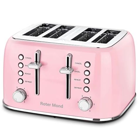 Sourdough Tortillas, Pink Toaster, Types Of Bagels, Pink Kitchen Appliances, Eccentric Kitchen, Retro Pink Kitchens, Vintage Toaster, Retro Toaster, Valentines Breakfast