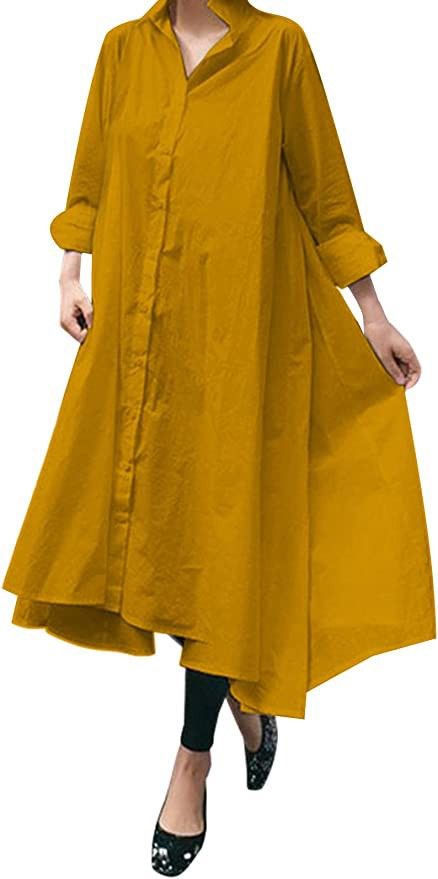 【Breathable Fabric】: The maxi dress is made of 100%Cotton. Soft, comfortable and breathable fabric. 【Casual Maxi Shirt Dress】:The women maxi dress is featuring with long sleeves, button down design, casual summer dress, loose baggy dresses. 100% Cotton Fastening: Button Collar Style: Button Down Shirt Loose Women Shirt Dress, Style Button Down Shirt, Lantern Dress, Straight Cut Dress, Elegant Long Dress, Baggy Dresses, Dresses Cotton, Maxi Shirts, Maxi Shirt Dress