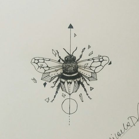 Geometric Bumble Bee Tattoo, Bee Tattoo Geometric, Bee Geometric Tattoo, Geometric Bee Tattoo, Geometric Bee, Tattoo Fe, Honey Bee Tattoo, Bumble Bee Tattoo, Black Drawing