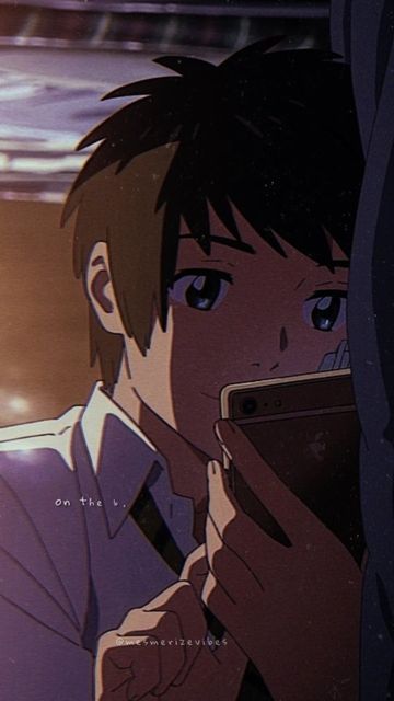 ᴘᴏᴏᴊᴀɴ 🥀 on Instagram: "I think i wanna text you .... . . . . #mesmerizevibes #aesthetic #anime #lyrics #vaultboy #emotion" Your Name Aesthetic, Mitsuha And Taki, Name Aesthetic, Your Name Anime, Anime City, Anime Toon, Anime Villians, Japon Illustration, Aesthetic Pfp