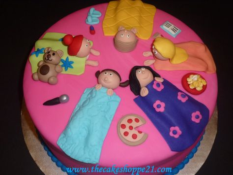 Slumber party cake Sleepover Birthday Cake, Slumber Party Cake, Sleepover Cake, Party Cake Ideas, Glamping Birthday, Pyjamas Party, Sleepover Birthday, Pyjama Party, Sleepover Birthday Parties