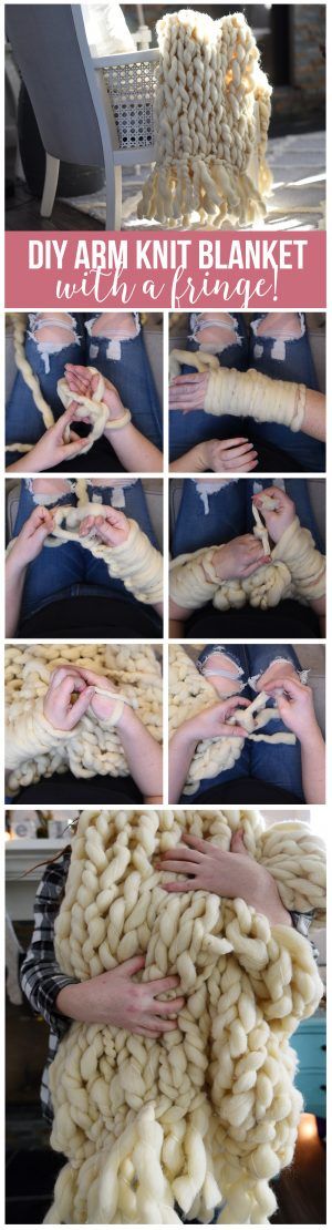 How to make an arm knit blanket with a fringe Finger Knit Blanket, Loop Blanket, Arm Knitting Blanket Diy, Arm Blanket, Fringe Ideas, Arm Crochet, Arm Knit Blanket, Giant Blanket, Arm Crocheting