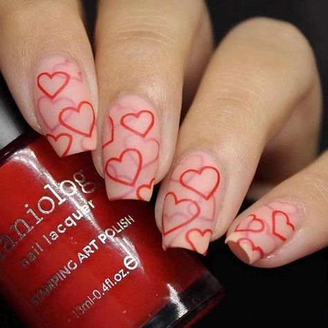 Valentine Nail Art, Valentine Nails, Heart Nail Art, Nail Stamping Plates, Nails For Women, Nails Polish, Nail Forms, Stick On Nails, Heart Nails