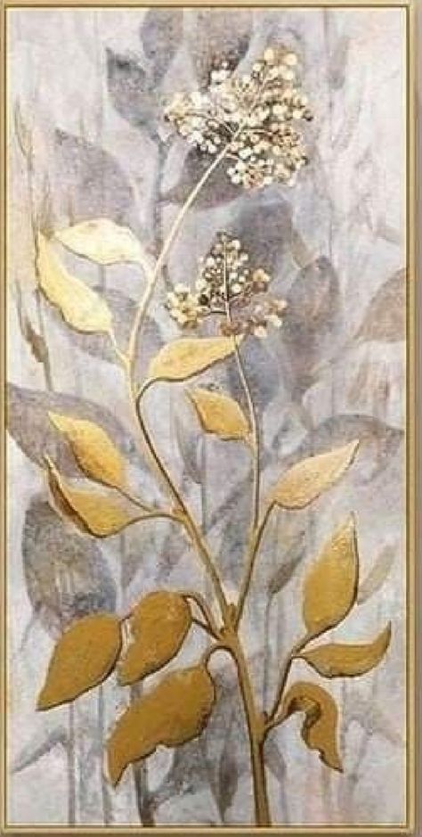 Painting On Canvas For Beginners, Painting With Gold, Canvas Painting For Beginners, Gold Art Painting, Large Canvas Painting, Canvas For Beginners, Texture Painting On Canvas, Small Canvas Paintings, Gold Leaf Art