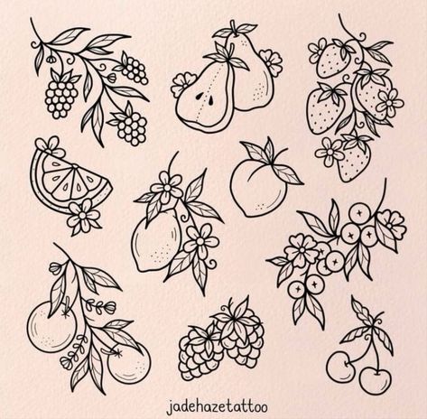 Tatuaje Studio Ghibli, Fruit Tattoo, Flash Tattoo Designs, Doodle Tattoo, Tattoo Flash Sheet, Tattoo Portfolio, Tattoo Sketch, Line Art Tattoos, Cozy Aesthetic