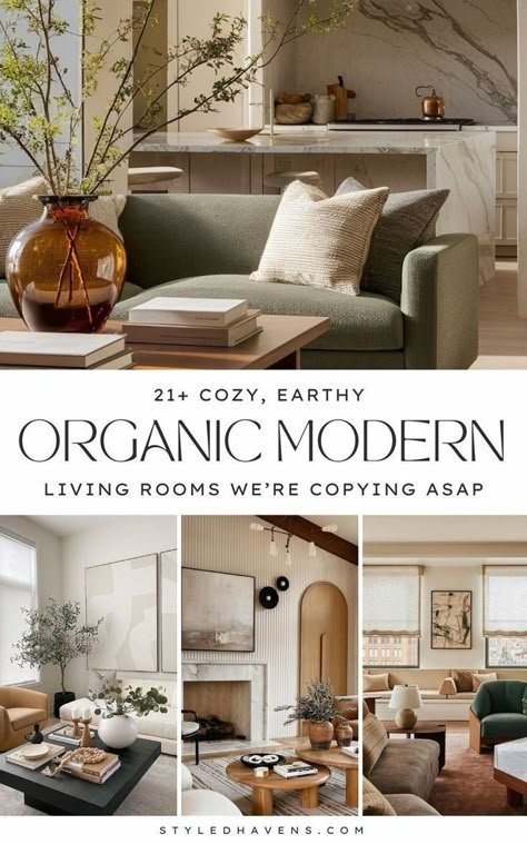 Love the vibe of a beautiful organic modern living room? Us too - and today, we’re sharing our very fav living room ideas with an organic modern design. Whether you love a more earthy living room or love the neutral, minimalist living room look, *this* is the living room inspo you’ll love. (Save to your living room inspiration board for later!) Living Room Inspiration Organic Modern, Organic Transitional Design, Interior Design Modern Organic, Modern Minimalist Interior Living Rooms, Organic Modern Meets Eclectic, Contemporary Design Living Room, Earth Neutral Living Room, Organic Modern Scandinavian, Casual Naturalistic Living Room